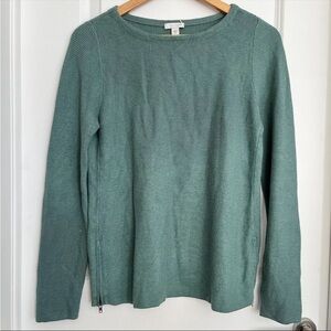 J. Jill Side Juniper Boat Neck Pullover Sweater Long Sleeve Green Size XS